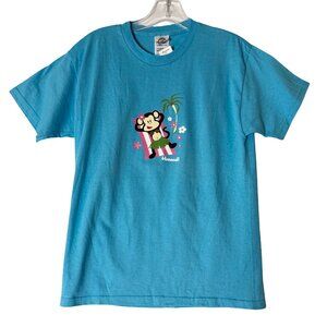Cute Monkey Hawaii Tee Blue - ABC Store Shirt Youth L (14/16)